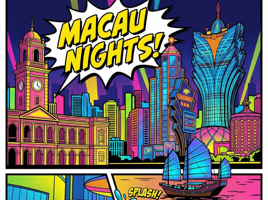 澳门太阳城 - 澳门城市夜景波普风格艺术