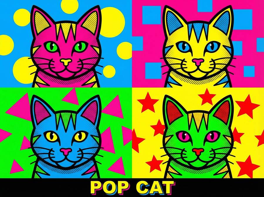 澳门太阳城 - 波普艺术猫咪四联画创作